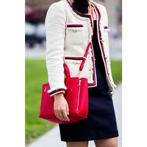 J. Crew Fringy Tweed Jacket Size 6 Gold Button Preppy Spring Old Money Ivory